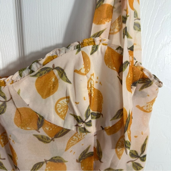 Aqua dress sz small, blush with a lemon pattern, flowy, spring, summer - Picture 7 of 11